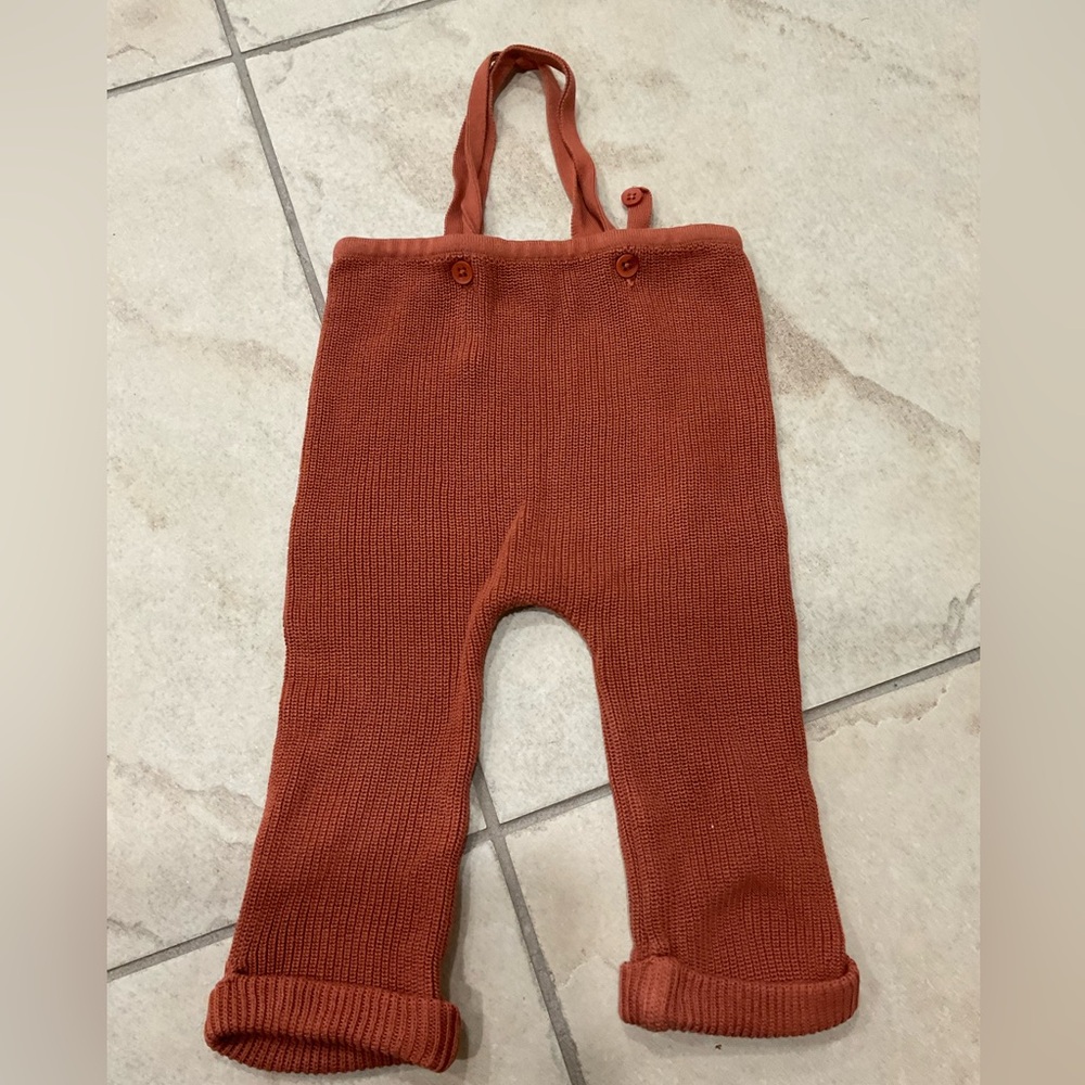 Aymara Rust Knit Baby Overalls